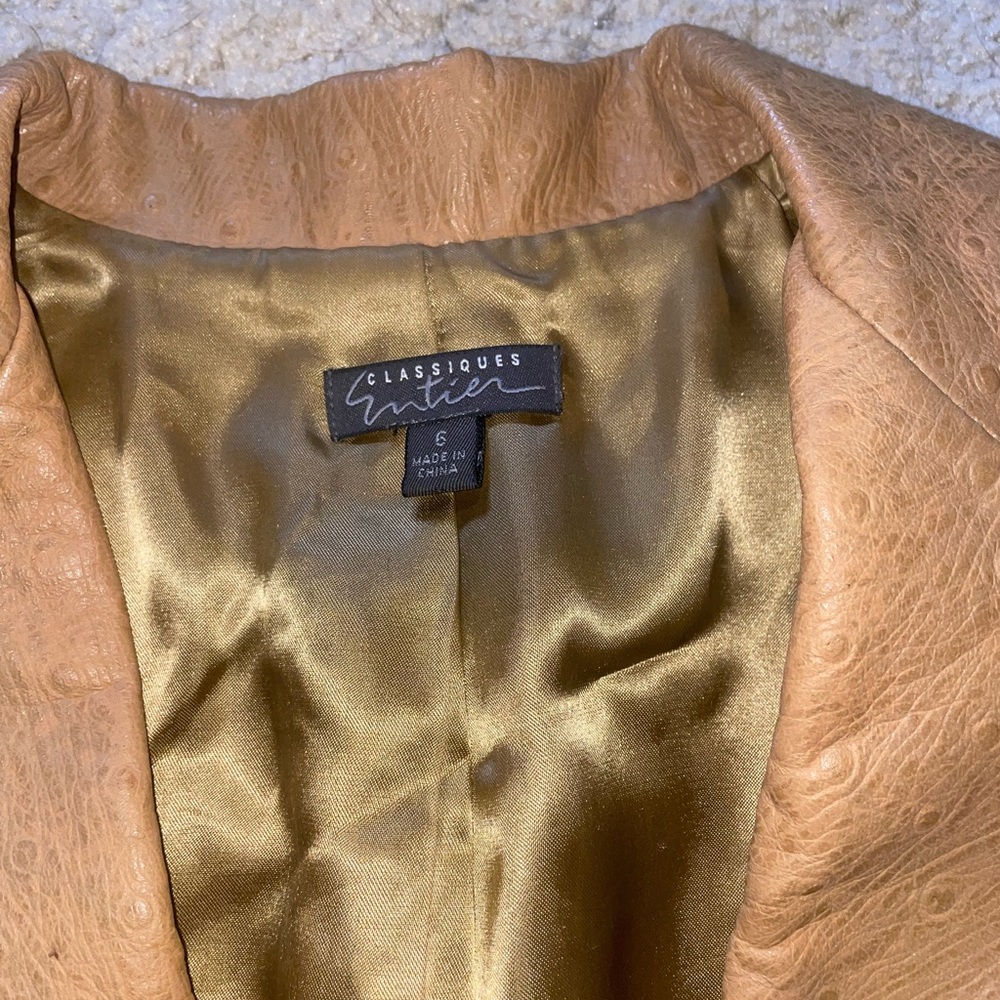 Vintage Classiques Entier 100% Leather Tan Jacket Blazer Women’s size 6 - Picture 4 of 9